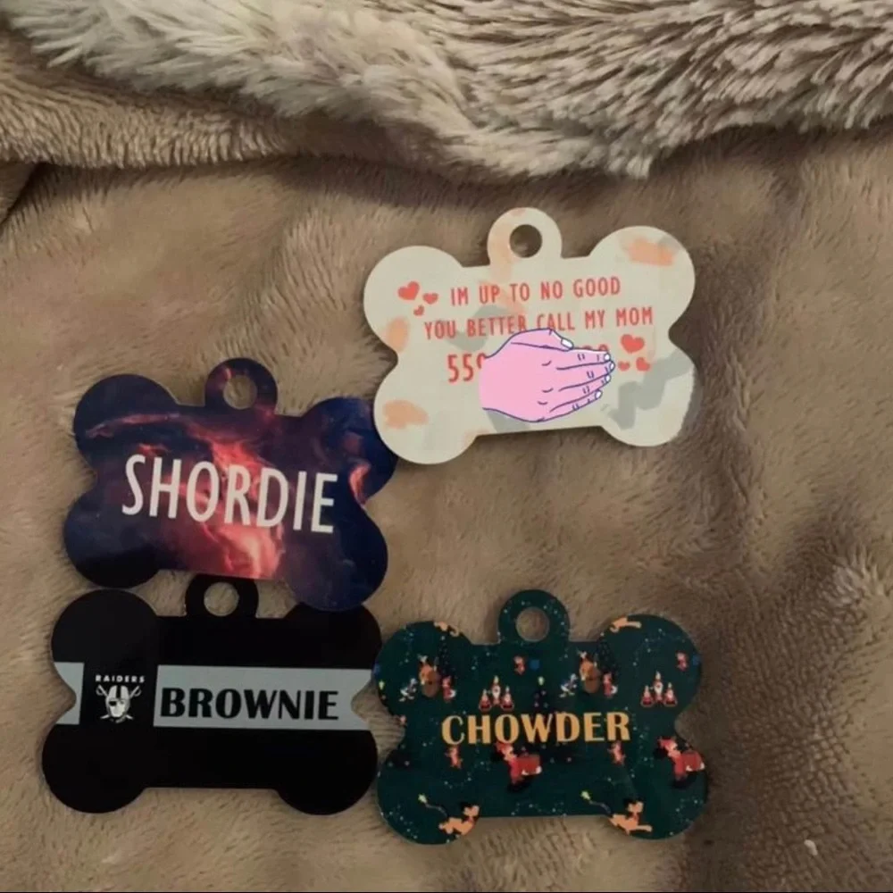 Affordable customized pet tags! Sizes ranging from XS-L. I also do cat tags 😁